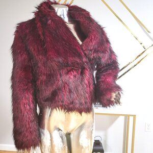 Womens Faux Fur Lapel Coat Sz M